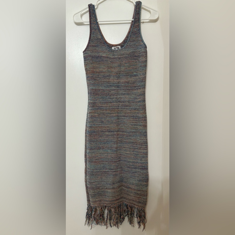 Future Collective Alani Noelle Crochet Fringe Dress 100% Cotton Size Small